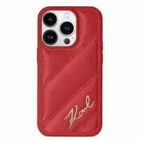 Dėklas Apple iPhone 15 Pro Max Karl Lagerfeld Diagonal Quilted Script (KLHCP15XPQDSMGR) raudona