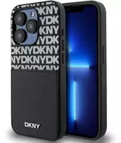 DKNY PU Leather Repeat Pattern Card Pocket dėklas telefonui Apple iPhone 15 Pro Max juodos spalvos