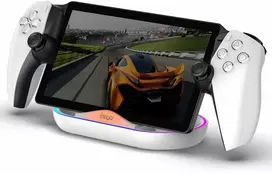 Dėklas iPega P5P02 įkroviklio dokas su RGB, skirtas Playstation Portal nuotolinio grotuvo baltos spalvos
