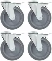 Ratukai su stabdžiais, 4vnt., 125mm, tvirtinami varžtu
