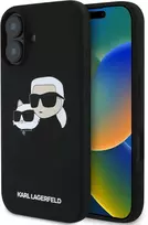 Karl Lagerfeld Liquid silikoninis Double Heads MagSafe Apple iPhone 16 Plus dėklas telefonui juodos spalvos