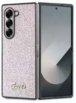 Guess PC/TPU Glitter Flakes Metal Logo Samsung Galaxy Z Fold6 dėklas telefonui rožinės spalvos