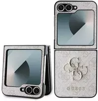 Guess PU 4G Metal Logo dėklas skirtas Samsung Galaxy Z Flip 6/7 FE rožinės spalvos