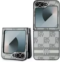Dėklas DKNY PU Leather Checkered Pattern and Stripe Samsung Galaxy Z Flip6 rusvai gelsvas