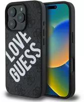 Guess PU Leather 4G Big Love Logo MagSafe Apple iPhone 16 Pro dėklas telefonui juodos spalvos