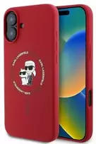 Karl Lagerfeld dėklas skirtas Apple iPhone 16, suderinamas su MagSafe KLHMP16SSCMKCRHR (silikono KC korpuso žiedas), raudonas