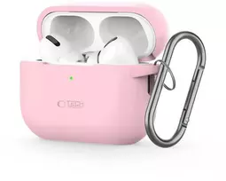 Dėklas Apple AirPods Pro 1 / 2 Tech-Protect silikoninis su karabinu Dusty pink