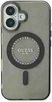 Guess IML Rhinestones MagSafe Apple iPhone 16 – dėklas telefonui juodos spalvos