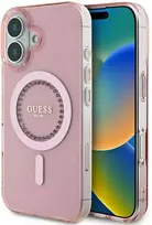 Guess IML Rhinestones MagSafe Apple iPhone 16 - dėklas telefonui rožinės spalvos