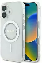 Dėklas Guess GUHMP16MPFTDTEH Apple iPhone 16 Plus 6.7" baltos spalvos hardcase IML Rhinestones MagSafe