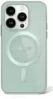 Guess IML Rhinestones MagSafe Apple iPhone 16 Pro Case - dėklas telefonui žalios spalvos