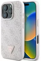 Guess Leather 4G Triangle Strass MagSafe Apple iPhone 16 Pro Max – dėklas telefonui rožinės spalvos