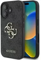 GUESS dėklas skirtas Apple iPhone 16 Pro GUHCP16L4GMGGR (4G PU Big Logo) juodos spalvos