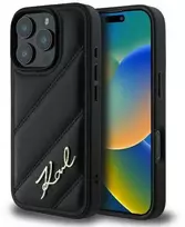 Karl Lagerfeld Quilted Signature Apple iPhone 16 Pro - dėklas telefonui juodos spalvos