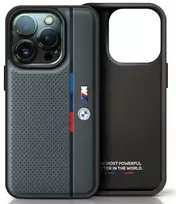 BMW M Perforated Tricolor Detail Line Apple iPhone 16 Pro Case - Dark dėklas telefonui pilkos spalvos