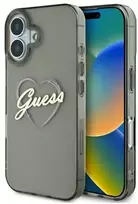Guess IML Heart Apple iPhone 16 Plus - dėklas telefonui juodos spalvos