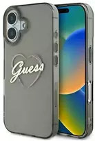 Guess IML Heart Apple iPhone 16 - dėklas telefonui juodos spalvos