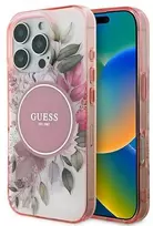 Guess GUHMP16XHFWBDCEP Apple iPhone 16 Pro Max 6.9" rožinės spalvos dėklas IML Flower & Tonal Circle MagSafe