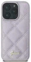 Guess Quilted Metal Logo Apple iPhone 16 - light dėklas telefonui violetinės spalvos