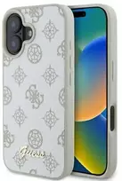 Apple iPhone 16 Guess Peony Script Logo MagSafe (GUHMP16SPGPYSH) dėklas telefonui baltos spalvos