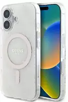 Apple iPhone 16 Plus Guess IML 4G Background MagSafe (GUHMP16MH4DTEH) dėklas telefonui baltos spalvos