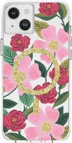 Rifle Paper Skaidrus šautuvų popierius „MagSafe“ – aukso spalvos dėklas, skirtas „iPhone 14 Plus“ („Rose Garden“)