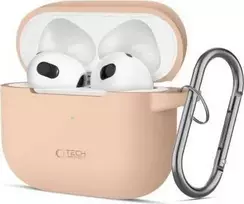 Apple AirPods 3 Tech-Protect silikoninis Caffe Latte dėklas ausinėms kreminės spalvos