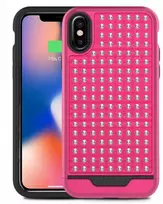 Dėklas Zizo Star Diamond hibridinis dangtelis, skirtas iPhone X (rožinė / juoda)