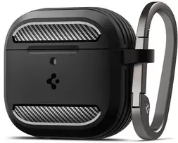 Apple AirPods 4 Spigen Rugged Armor Matte dėklas ausinėms juodos spalvos