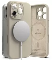 Dėklas Apple iPhone 16 Pro Ringke Silikoninis Magnetic MagSafe Stone kreminės spalvos
