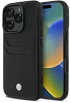 BMW BMHCP16X22RSEPK Apple iPhone 16 Pro Max 6.9″ juodos spalvos kietas dėklas Sign Leather Cardslot