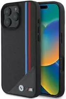 BMW BMHMP16S23PUTRK Apple iPhone 16 6.1" dėklas telefonui juodos spalvos hardcase M Meshed Tricolor Stripes MagSafe