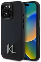 Karl Lagerfeld Silicone Shadow Metal Initial MagSafe - dėklas skirtas Apple iPhone 16 Pro juodos spalvos