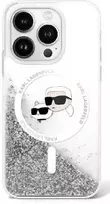 Karl Lagerfeld KLHMP16SLGKCSGH Apple iPhone16 6.1″ kietas dėklas skaidrus Liquid Glitter Karl&Choupette Head