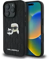 Karl Lagerfeld Monogram Karl & Choupette Head Pin - dėklas skirtas Apple iPhone 16 Pro juodas
