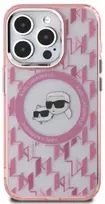Apple iPhone 15 Karl Lagerfeld IML Monogram Karl&Choupette Head MagSafe (KLHMP15SHMCKMHP) dėklas telefonui rožinės spalvos