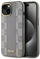 DKNY DKHMP15MPCPVSLE Apple iPhone 15 Plus 6.7" dėklas telefonui pilkos spalvos Leather Checkered Mono Pattern MagSafe