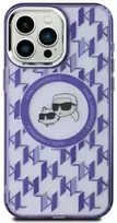 Apple iPhone 15 Karl Lagerfeld IML Monogram Karl&Choupette Head MagSafe (KLHMP15SHMCKMHU) dėklas telefonui violetinės spalvos