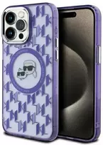 Apple iPhone 15 Pro Karl Lagerfeld IML Monogram Karl&Choupette Head MagSafe (KLHMP15LHMCKMHU) dėklas telefonui violetinės spalvos