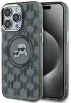 Apple iPhone 15 Pro Karl Lagerfeld IML Monogram Karl&Choupette Head MagSafe (KLHMP15LHMCKMHK) dėklas telefonui juodos spalvos