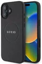 Apple iPhone 16 Guess Grained Gold Ring MagSafe (GUHMP16SPGHSMMK) dėklas telefonui juodos spalvos