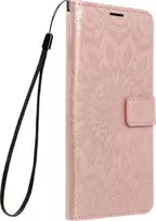 Forcell Oem MEZZO Book dėklas skirtas Samsung Galaxy S21 FE mandala rožinio aukso spalvos