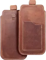 Oem Originalus ROYAL Crazy Horse - Odinis universalus užtraukiamas dėklas / ruda - L dydis - IPHONE 6 / 7 / 8