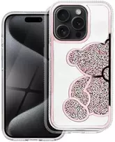 OEM dėklas, skirtas „iPhone 16 PRO“ ir meškiuko formos, rožinis