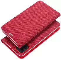 Dėklas Oem Flip case for iPhone 16 PRO Luna Book Carbon red
