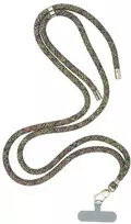 Dėklas OEM SWING (8 mm) telefono virvelė, reguliuojamo ilgio telefono pakabukas / laido ilgis 165 cm (maks. 82,5 cm kilpoje) / ant peties arba kaklo - pilkas-žalias-pink