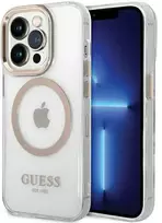 Guess dėklas, skirtas iPhone 15 Pro Max 6,7 GUHMP15XHTRMD auksinis HC Magsafe Metal Outline