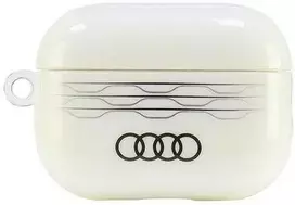 Apple AirPods Pro 2 Audi IML Geometric Pattern Cover (AU-IMLAPP2-A6/D3-WE) dėklas ausinėms baltos spalvos