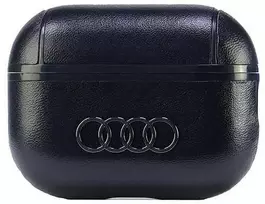 Apple AirPods Pro 2 Audi Leather Big Logo Cover (AU-APP2-GT/D3-BK) dėklas ausinėms juodos spalvos