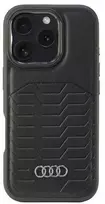 Audi Synthetic Leather MagSafe Apple iPhone 16 Pro 6.3″ juodos spalvos kietas dėklas AU-TPUPCMIP16P-GT/D3-BK